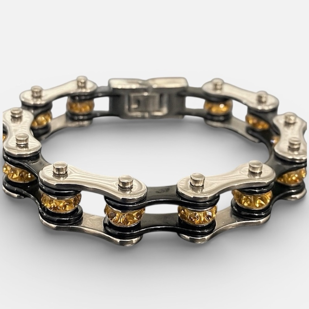 Bike Chain Bracelet with Stones